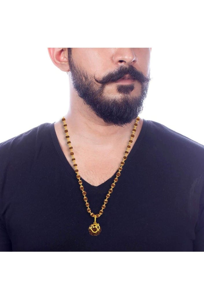 .Rudraksh Mala with 5 Mukhi Rudraksh Pendant For Men and Boys