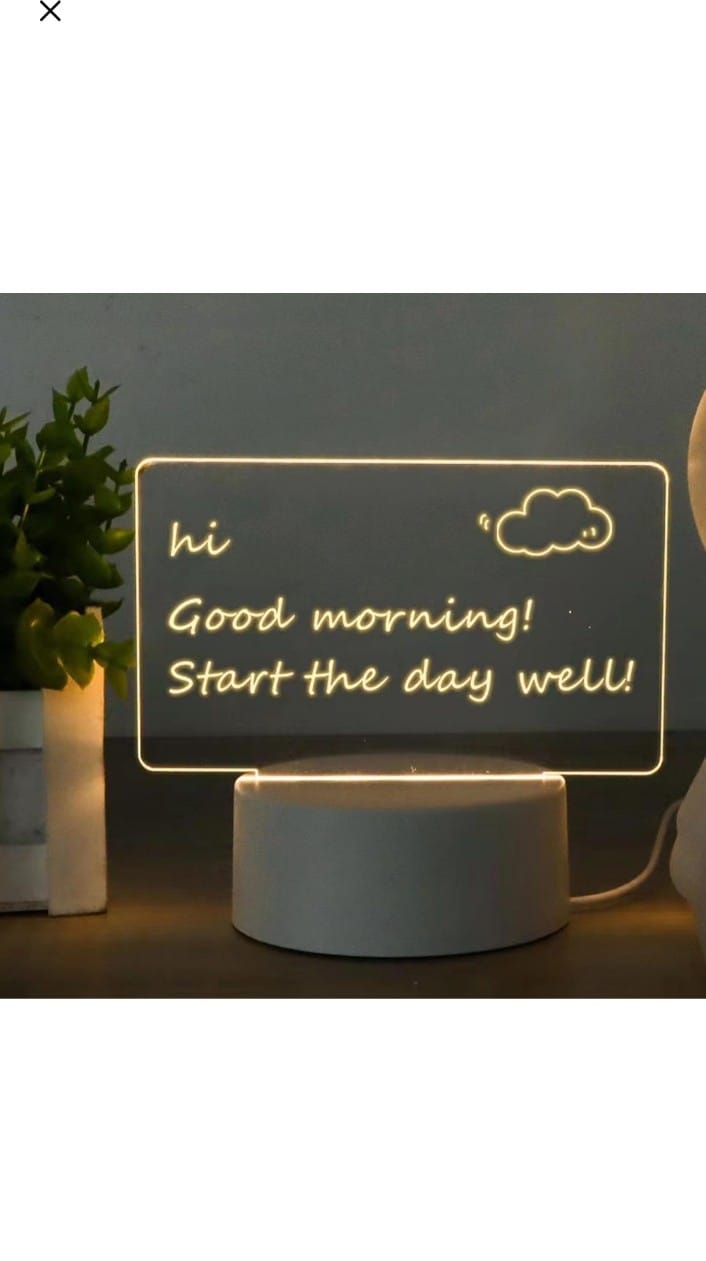 LED Acrylic Writing Message Board Night Lamp with Marker Pen – USB Powered Reusable Note Board Light for Home, Office, Study Desk, Kids Room, and Gift Item