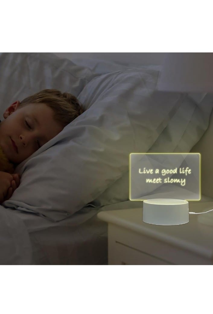 LED Acrylic Writing Message Board Night Lamp with Marker Pen – USB Powered Reusable Note Board Light for Home, Office, Study Desk, Kids Room, and Gift Item