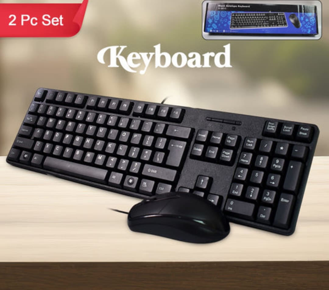 Wired USB Keyboard 107 Keys & Mouse Set, Ergonomic Portable Keyboard & Mouse for Home Office