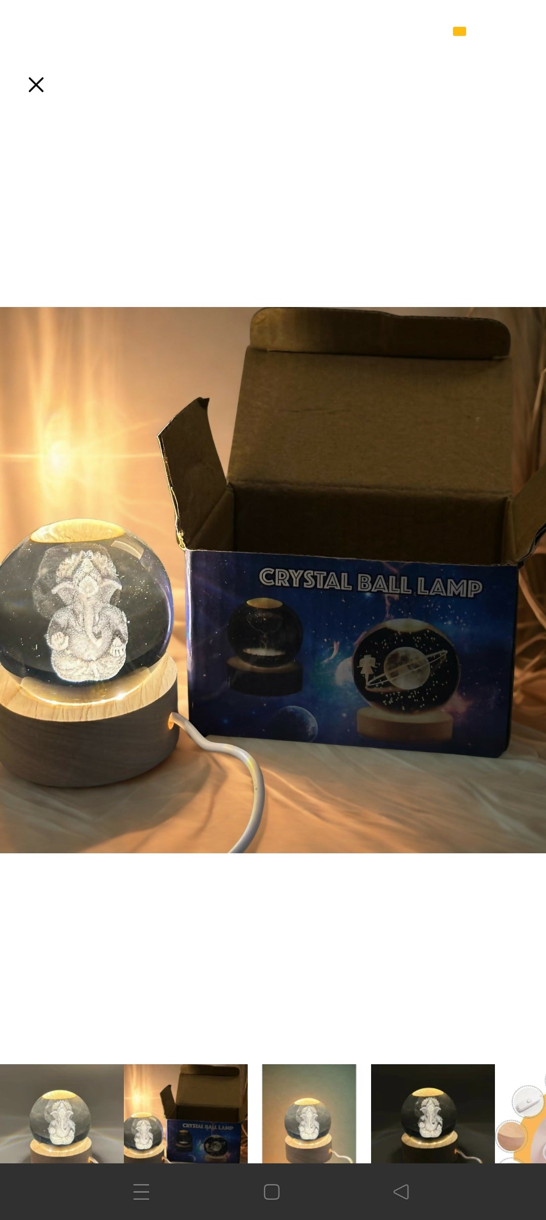 beautifully crafted Ganesh 3D Crystal Ball LED Lamp.