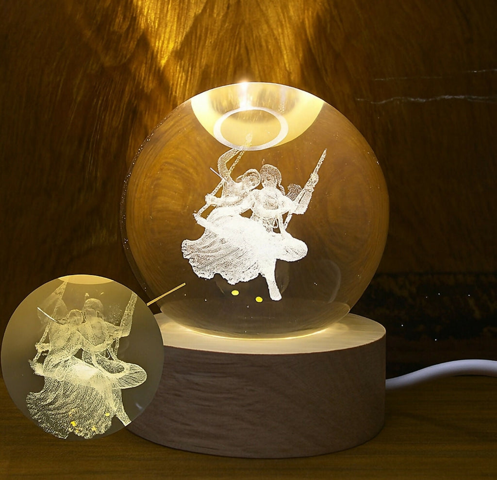 Radha Krishna 3D Crystal Ball Lamp